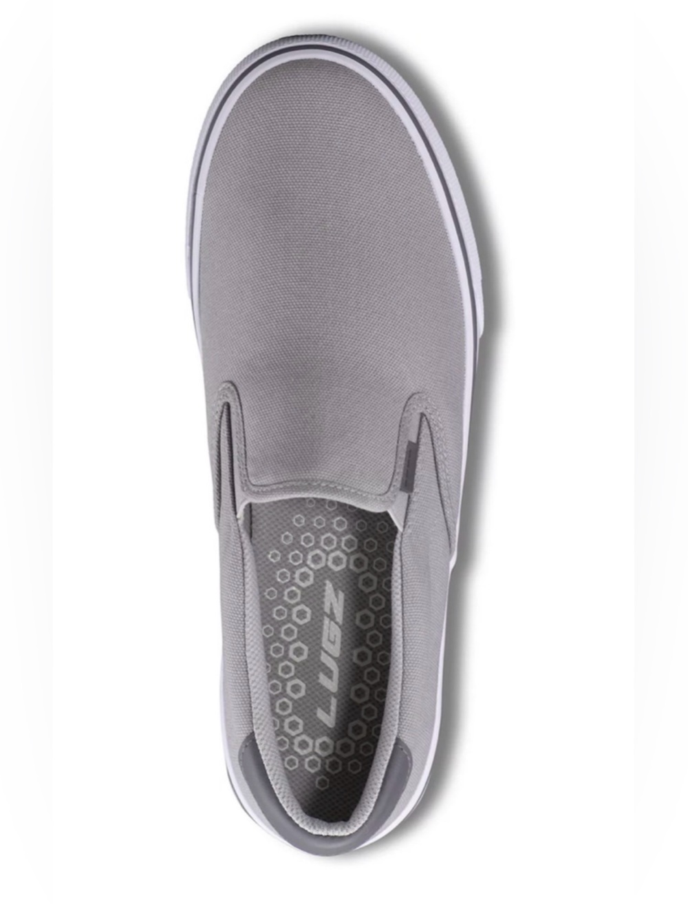 Lugz Men's Slip-On Canvas Loafers in Heather Gray with White Sole, Sz 9, New